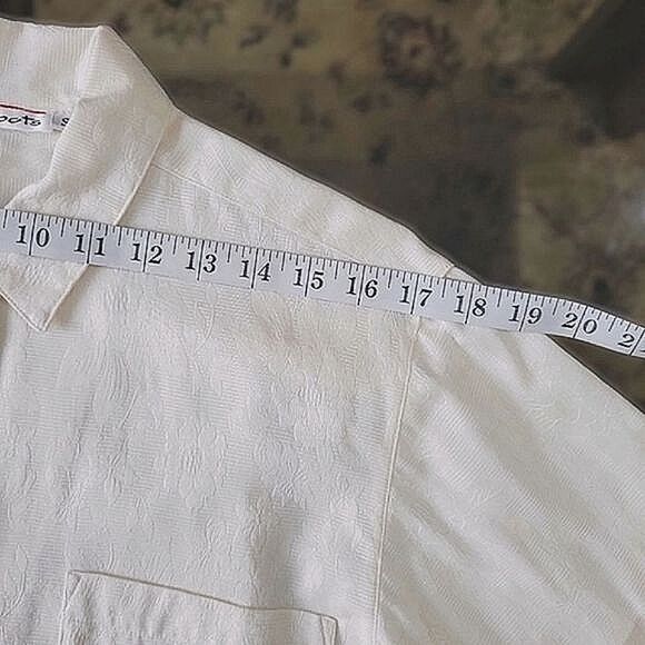 Vtg Talbots ivory floral textured long sleeve button-down shirt - Picture 10 of 14